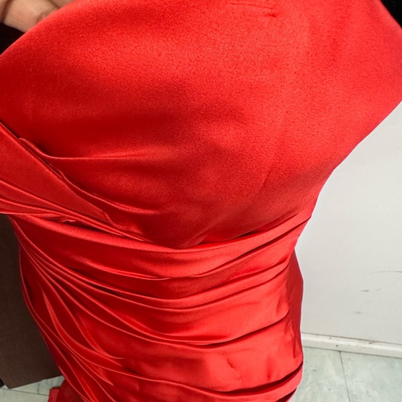 Red Satin staples full length gown . - Picture 4 of 10